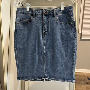 Stretchy Denim Pencil Skirt